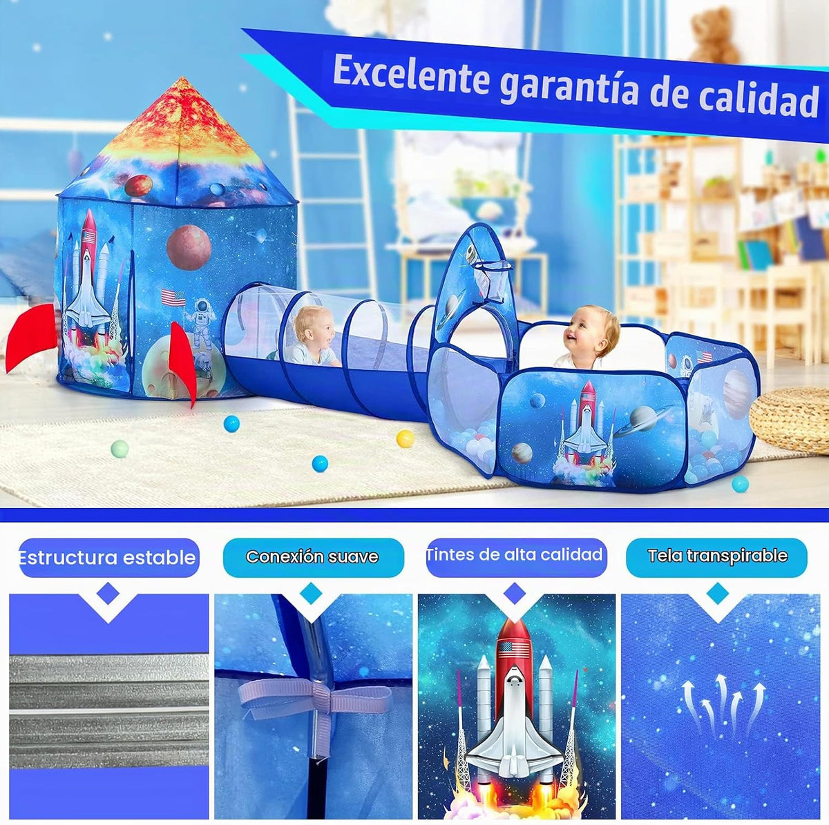 PigPigPen Tienda de campaña de 3 piezas para niños con hoyo de bola...
