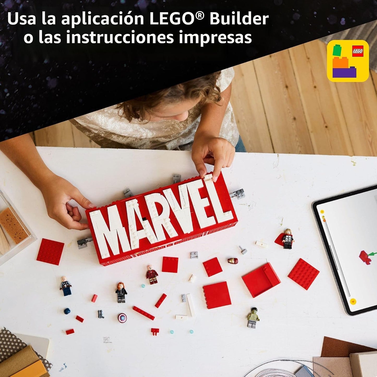 LEGO Marvel: Marvel - Juguete de construcción con logotipo y minifi...