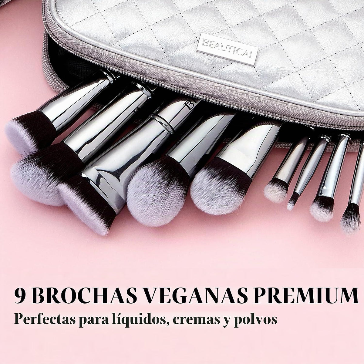 BEAUTICAL Juego de brochas de maquillaje profesional \u2013 9 broch...