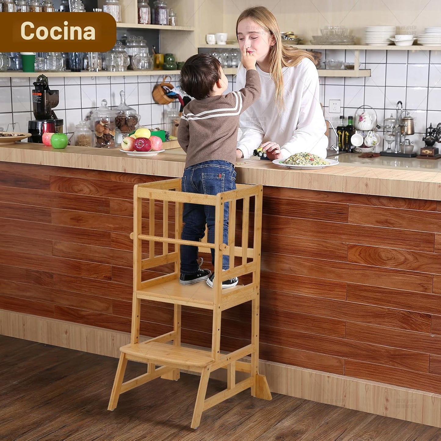 COSYLAND Torre de Pie para Niños Pequeños - Taburete Ayudante de Co...