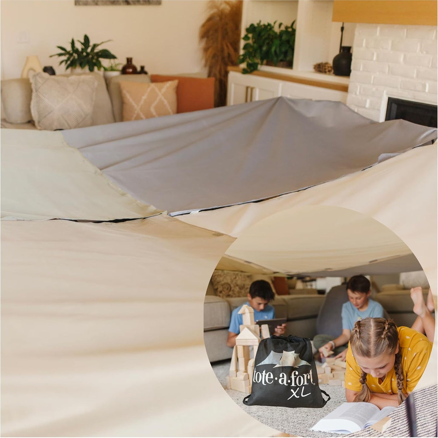 Tote a Fort Earthy XL Kit de Construcción de Fortaleza de Mantas pa...