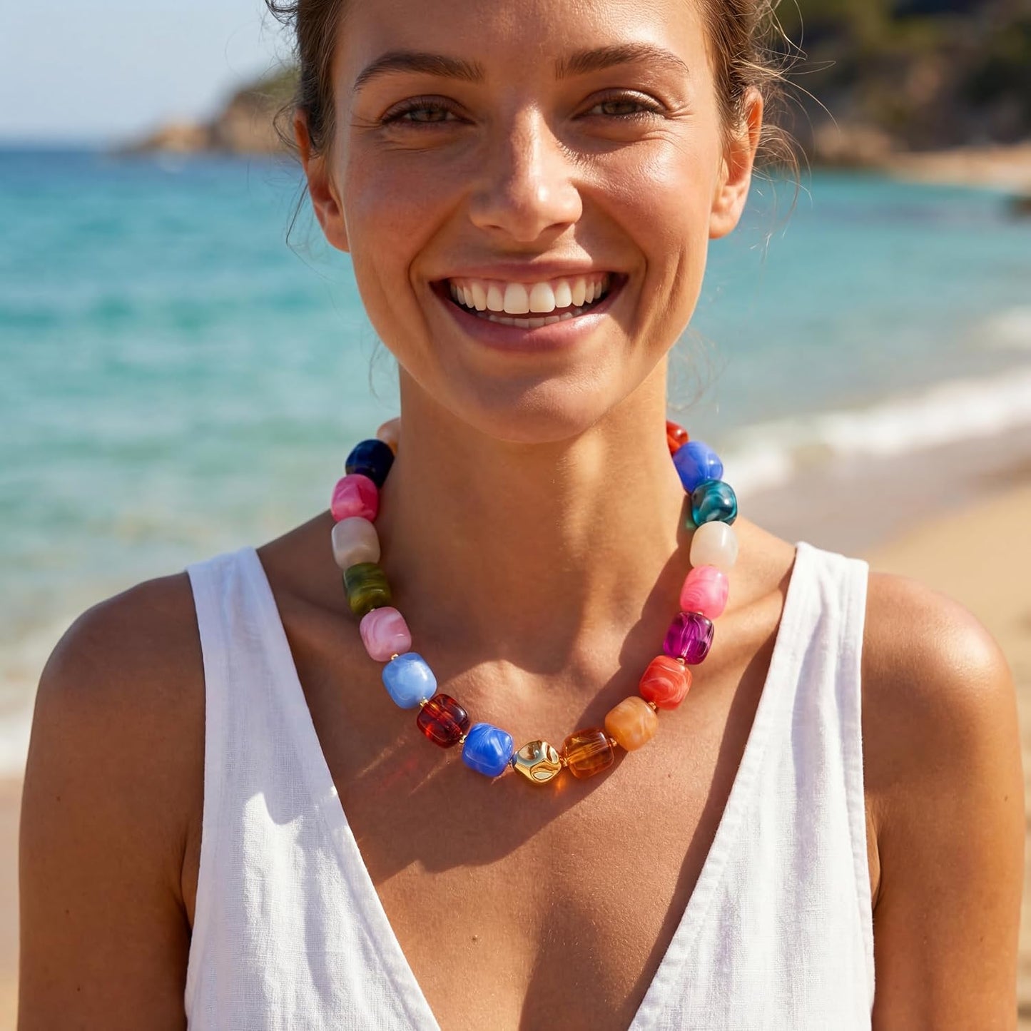 Zhuozatrfa Collares gruesos coloridos para mujer, multicolor, grand...