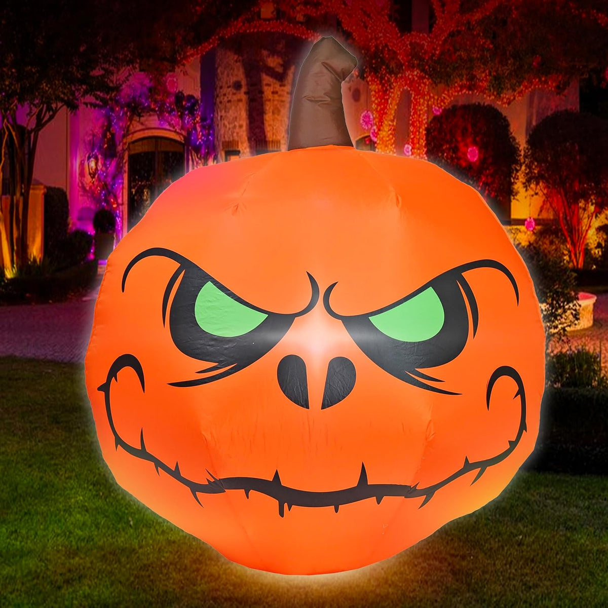YOUBEMAGIC Calabaza inflable de Halloween de 4 pies con luces LED i...