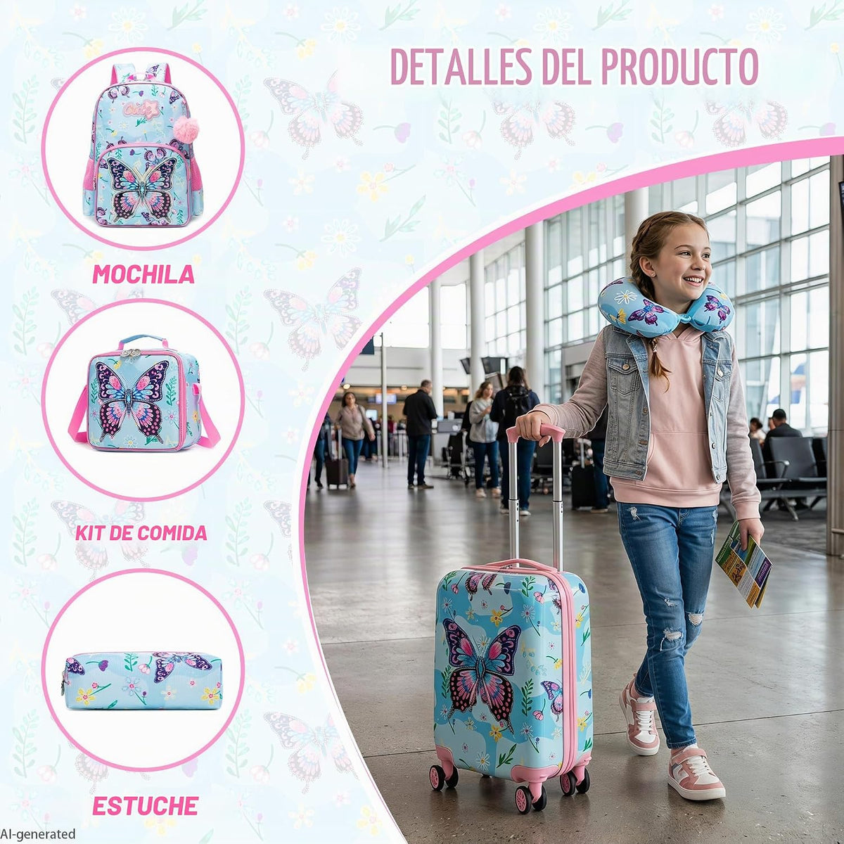 Esteemly Juego de maletas para niños, 5 piezas, equipaje rígido de...