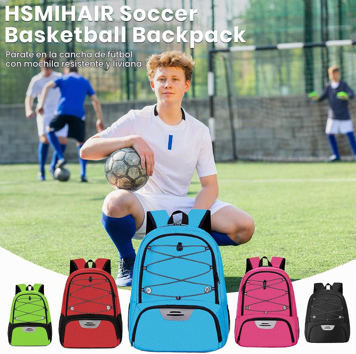 Hsmihair - Mochila de fútbol juvenil - Mochila para fútbol y balonc...