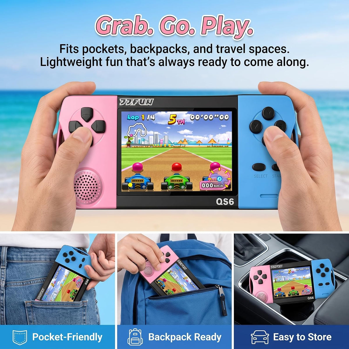 Juegos de mano de 16 bits para niños con pantalla grande IPS de 3.2...