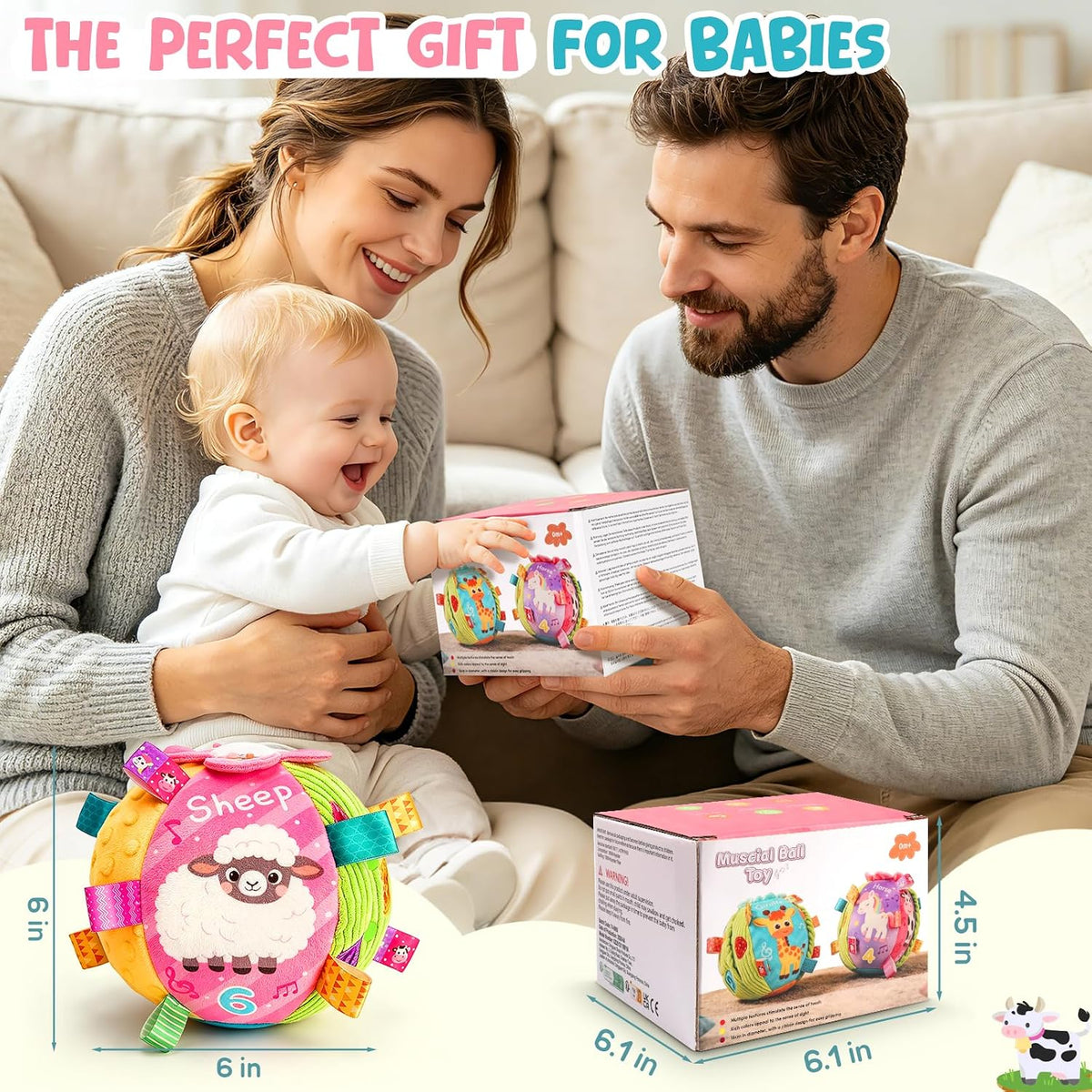 Juguete musical con pelota para gatear para bebés de 0 a 6 meses, d...