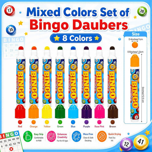 Crtiin Juego de 80 marcadores de puntos de Bingo Daubers de 0.4 onz...