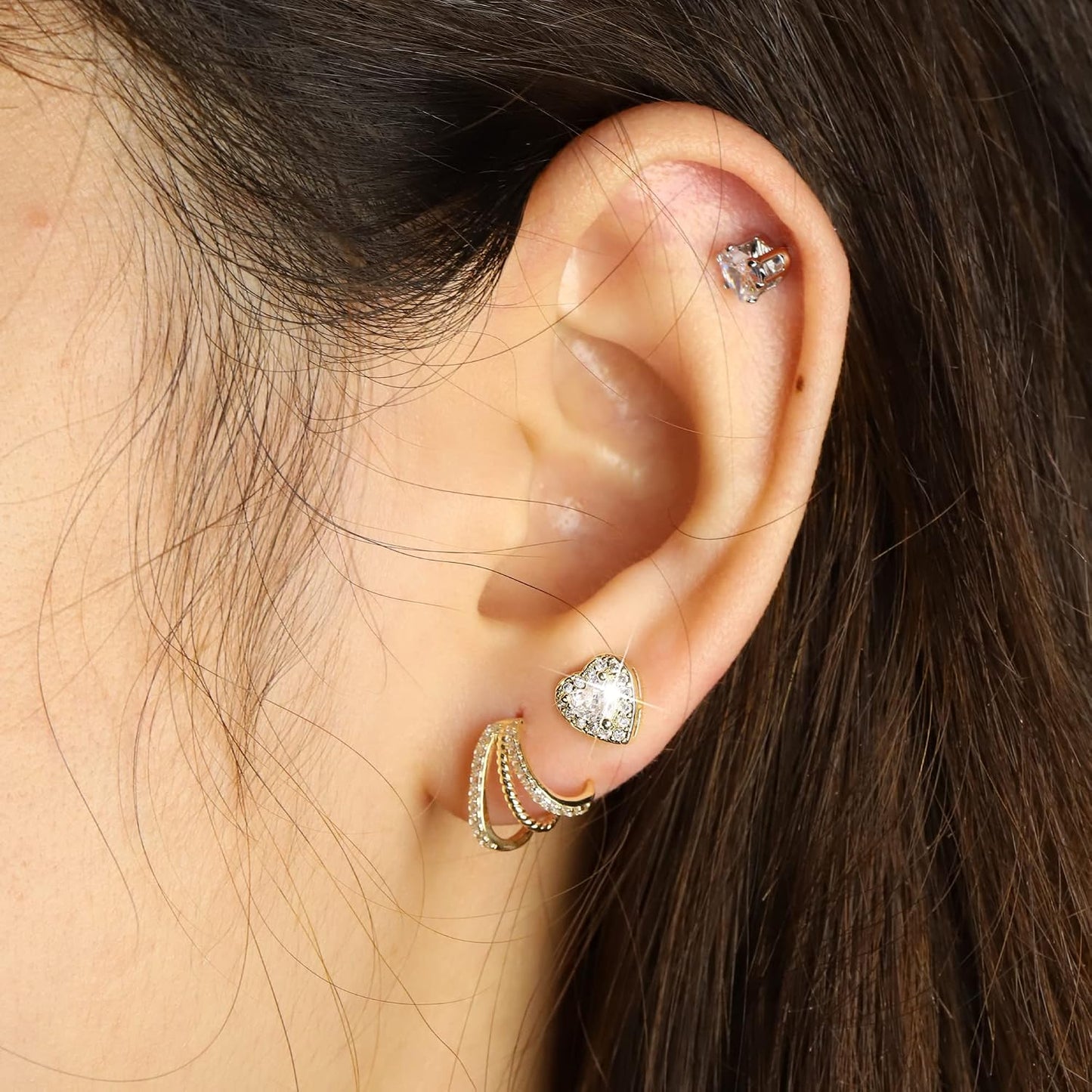 ALEXCRAFT Aretes de tuerca de plata de ley para mujeres y niñas, ci...