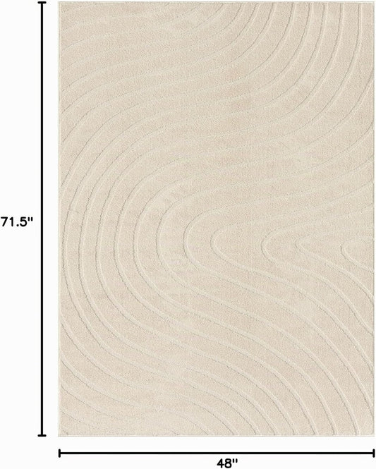LUXE WEAVERS Alfombra de Área Moderna Geométrica de Ondas Crema 4x6