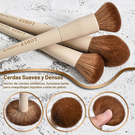 LORYP Juego de 18 brochas de maquillaje etiquetadas para cara y ojo...