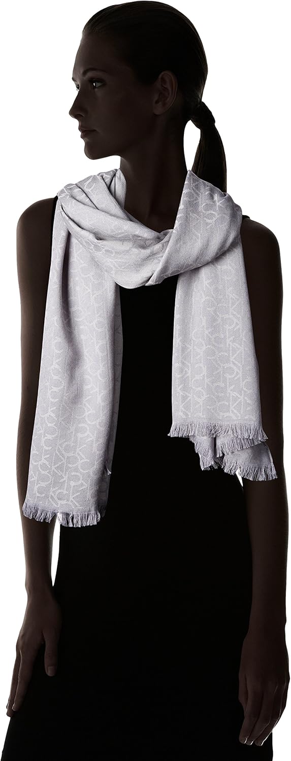 Bufanda de pashmina ligera con estampado de logo en el mismo tono d...