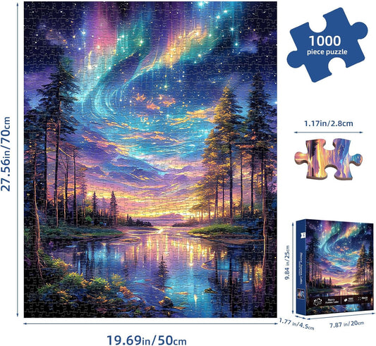 Rompecabezas de 1000 piezas con diseño de lago de Aurora estrellada...