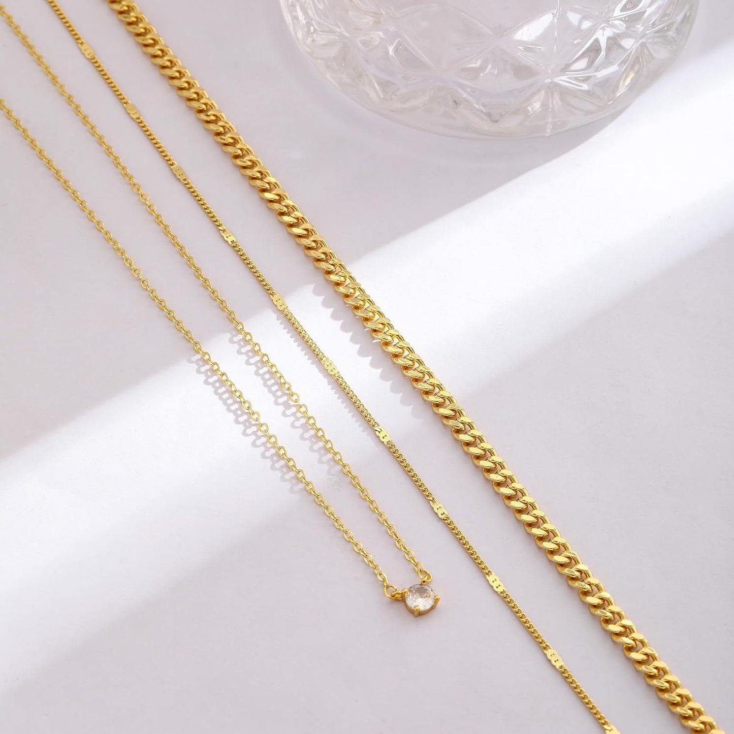 Coshilta Collares de oro en capas para mujer, chapado en plata de l...