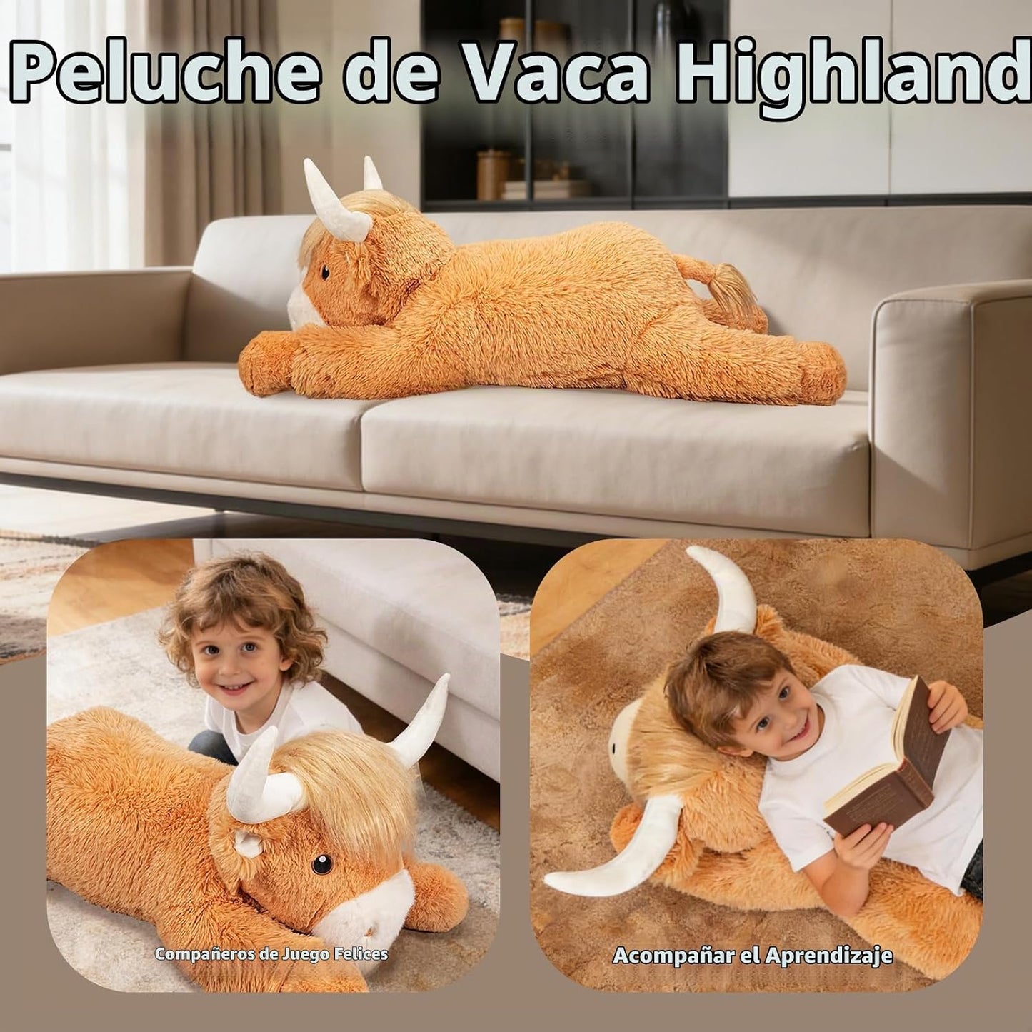 Ksidzas Peluche de vaca gigante de las tierras altas de 39 pulgadas...