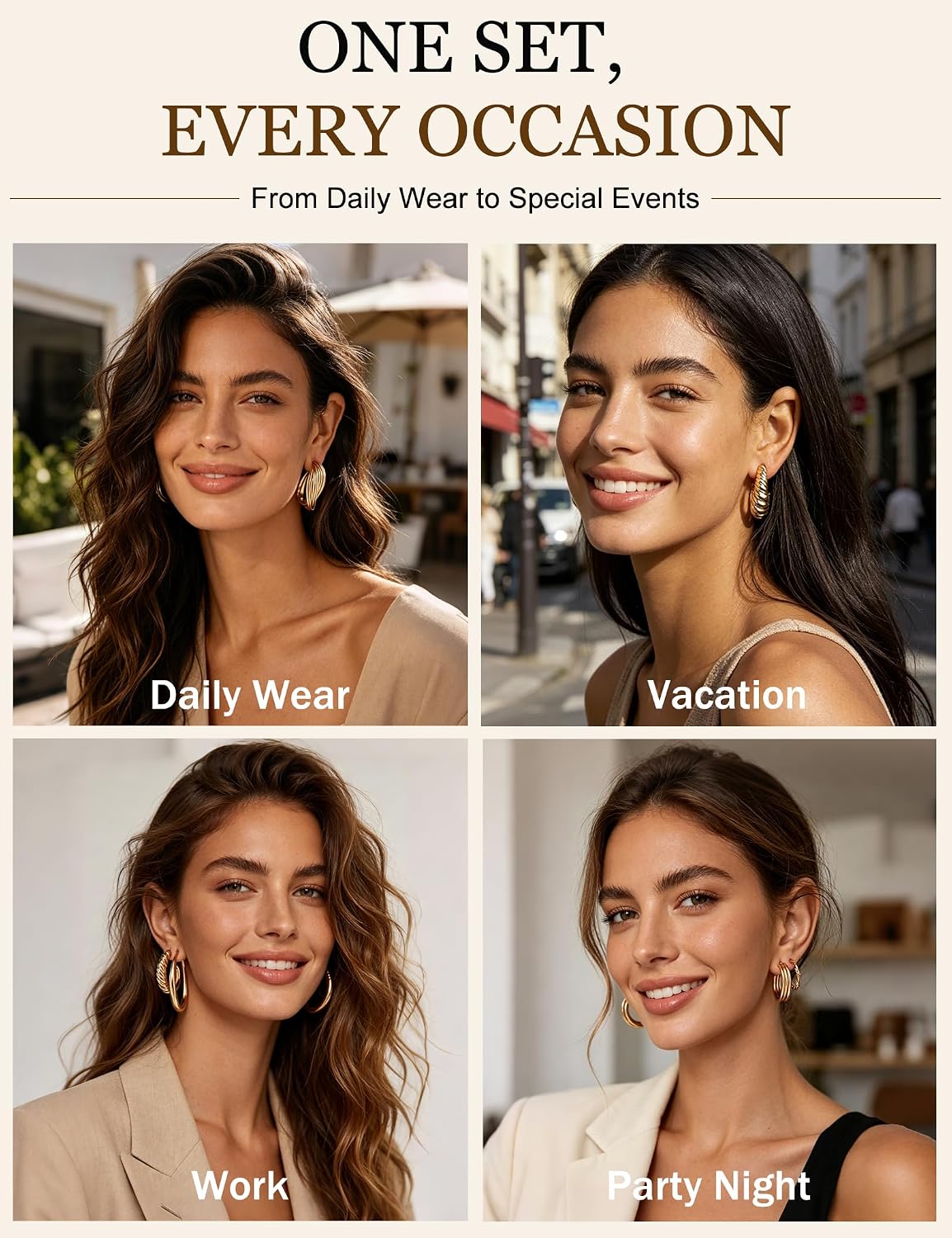 Conjunto de Aretes de Aro Dorados para Mujeres, 18 Pares Hipoalergé...