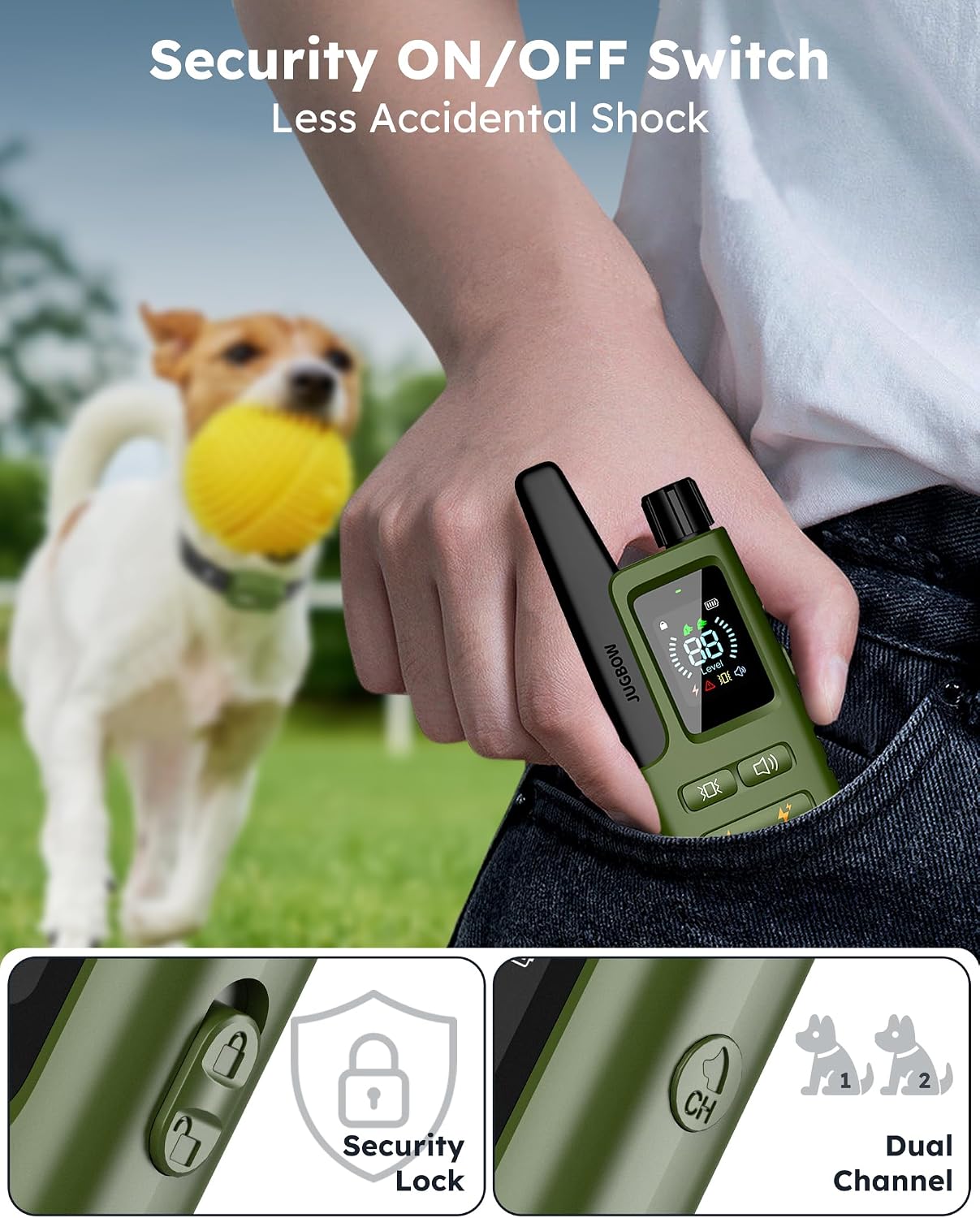 Collar de choque para 2 perros con control remoto, rango de 4200 pi...
