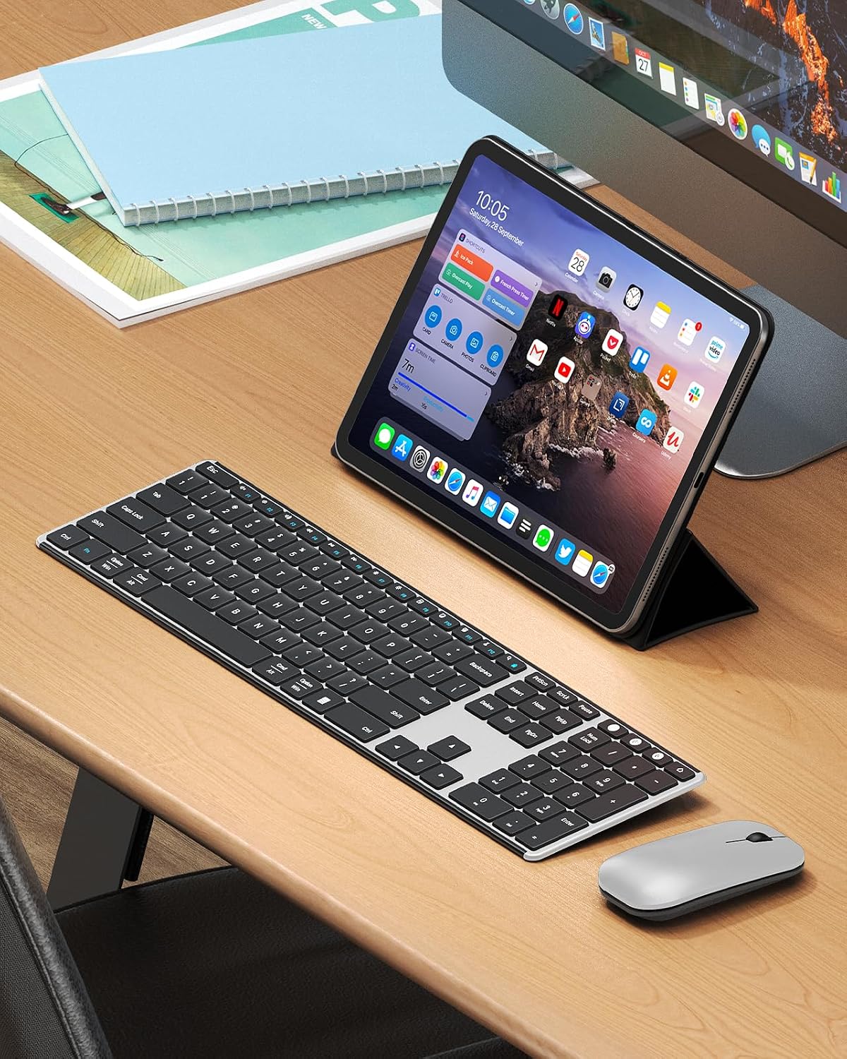 seenda SKM64-3 Combo de teclado inalámbrico Bluetooth y mouse para...