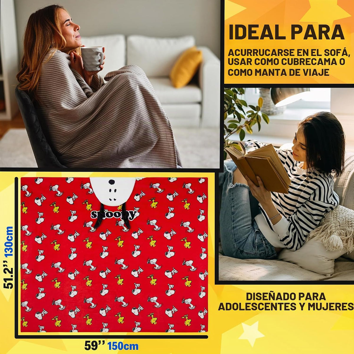 Get Trend Manta para adultos con capucha de 51 x 59 pulgadas, manta...