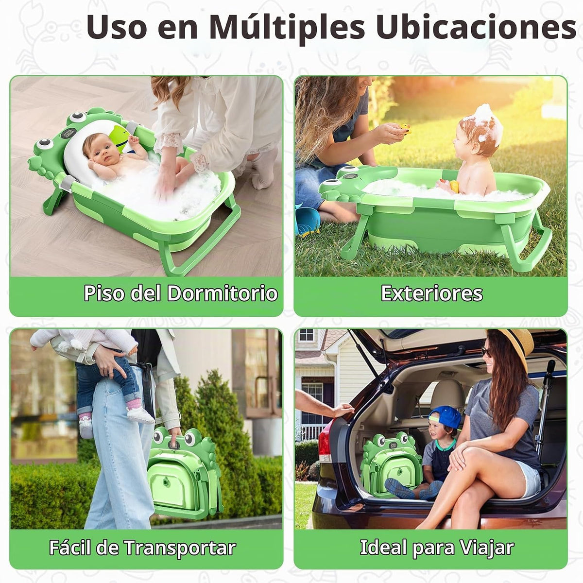 Bañera plegable para bebés para recién nacidos con termómetro y coj...