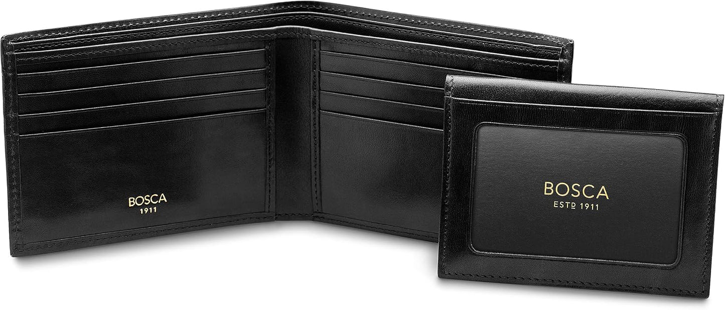 Bosca Billetera de cuero italiano de crédito para hombre con tarjet...