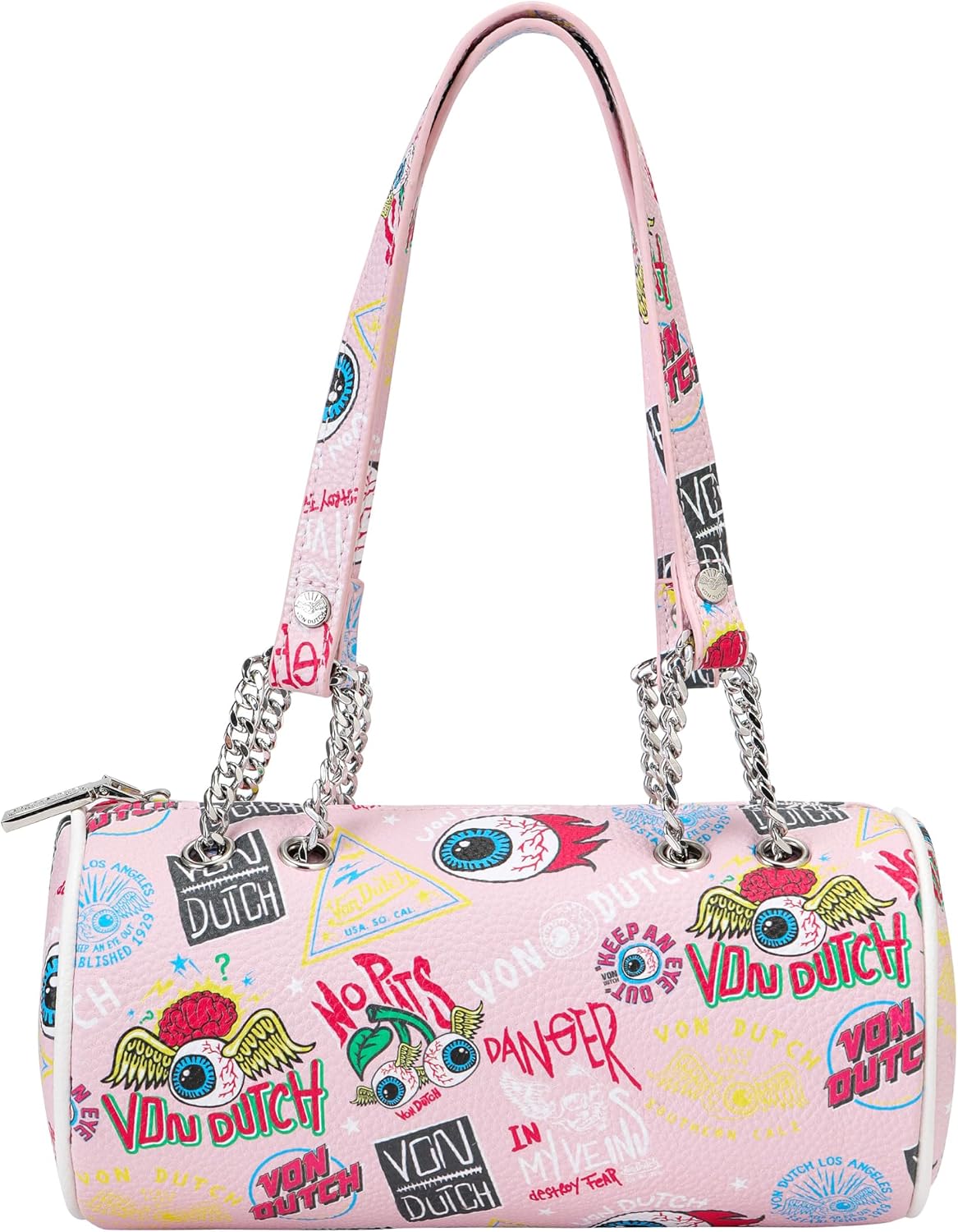 Von Dutch Bolsa de barril, bolso de hombro de cuero vegano