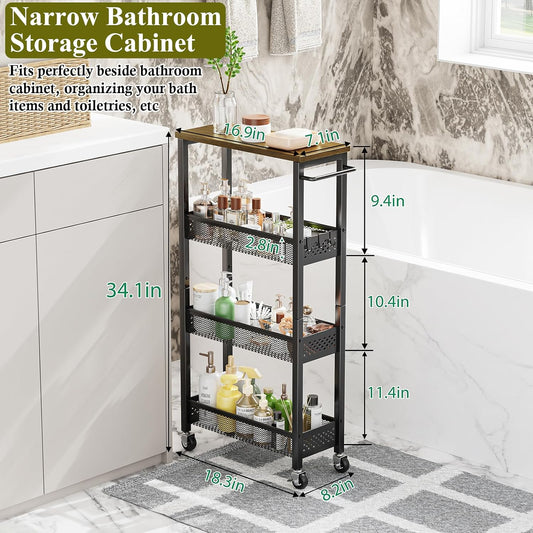 OKZEST Carrito de almacenamiento delgado de 4 niveles para cocina |...
