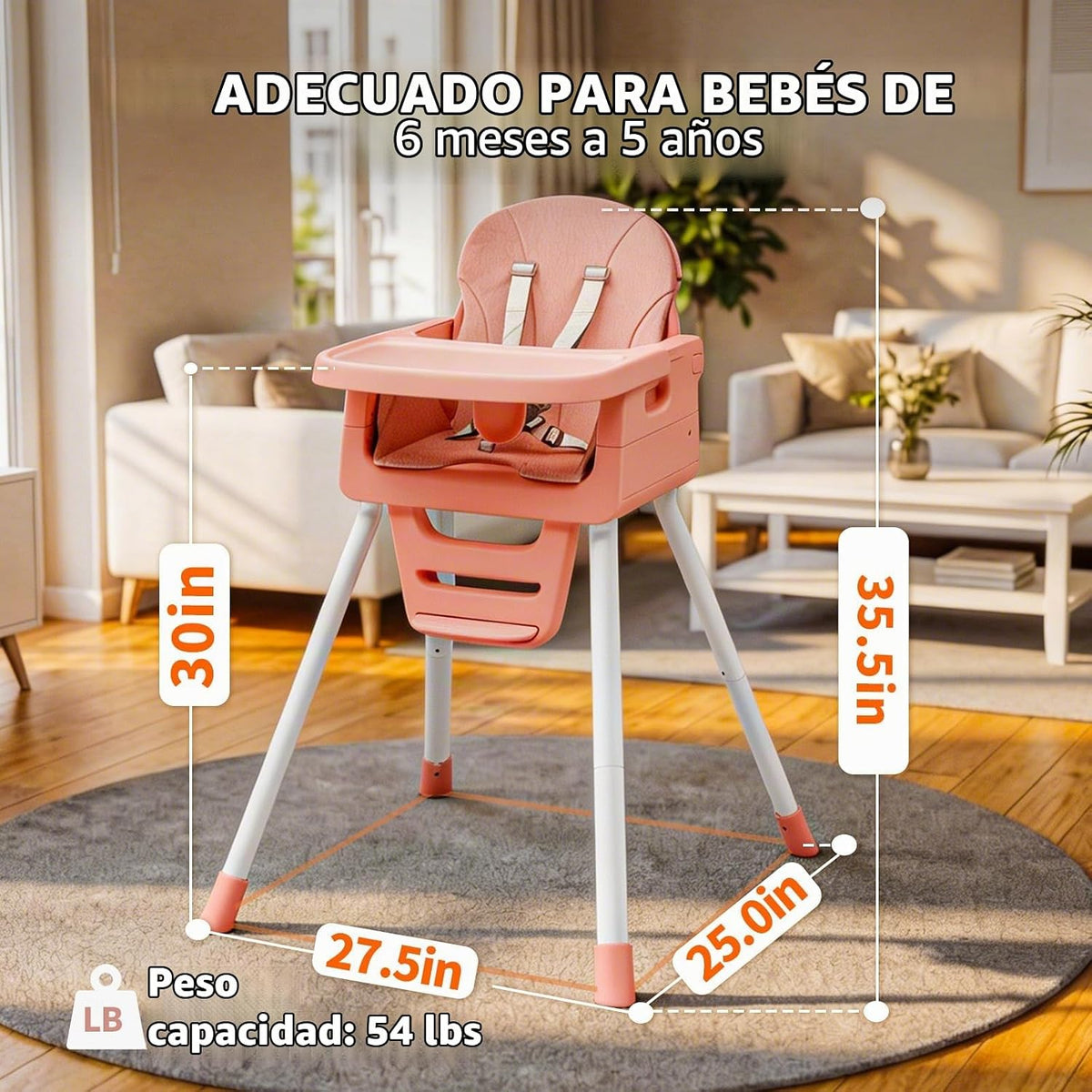 Silla alta 3 en 1 para bebés y niños pequeños, asiento y comedor de...