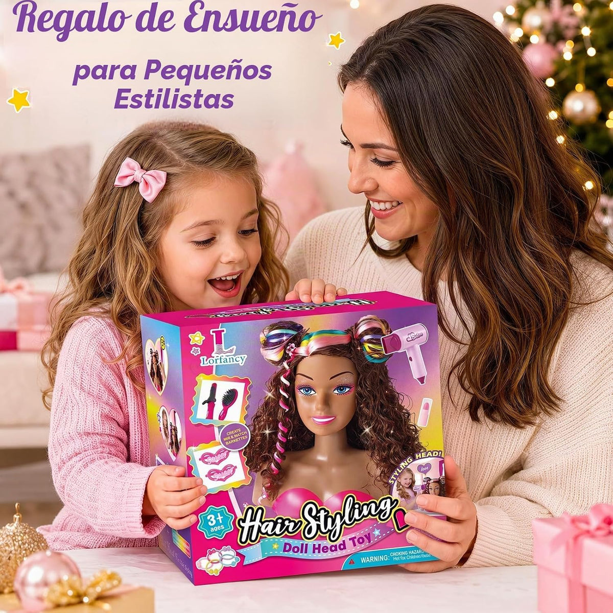Cabeza de muñeca para peinar el cabello, muñeca negra de 9 pulgadas...