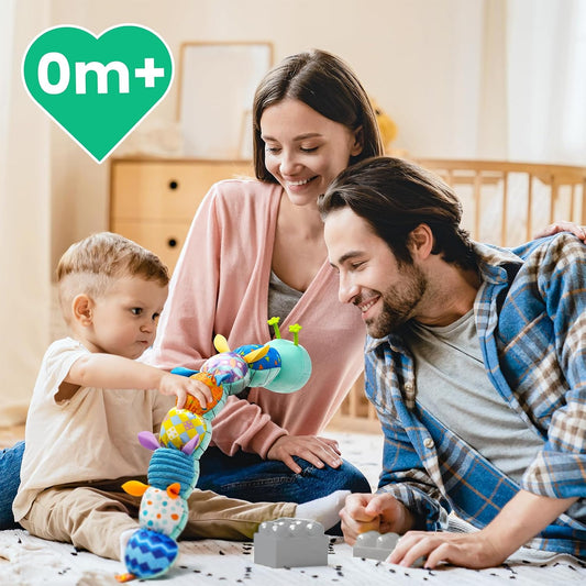 Sumobaby Juguetes musicales para bebés, oruga de peluche con morded...