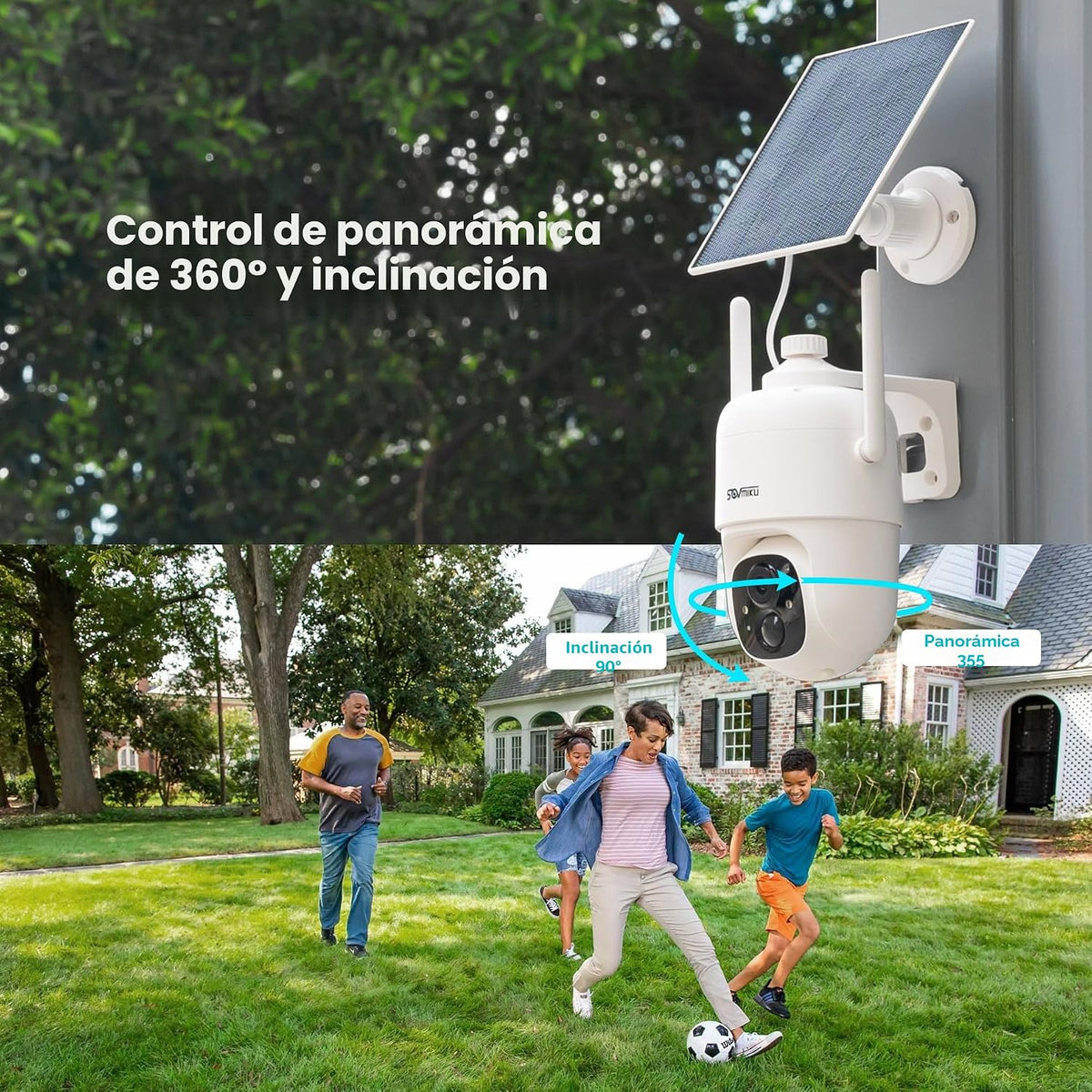 SOVMIKU 2CQ1 AI 2K Cámara de seguridad solar inalámbrica para exter...