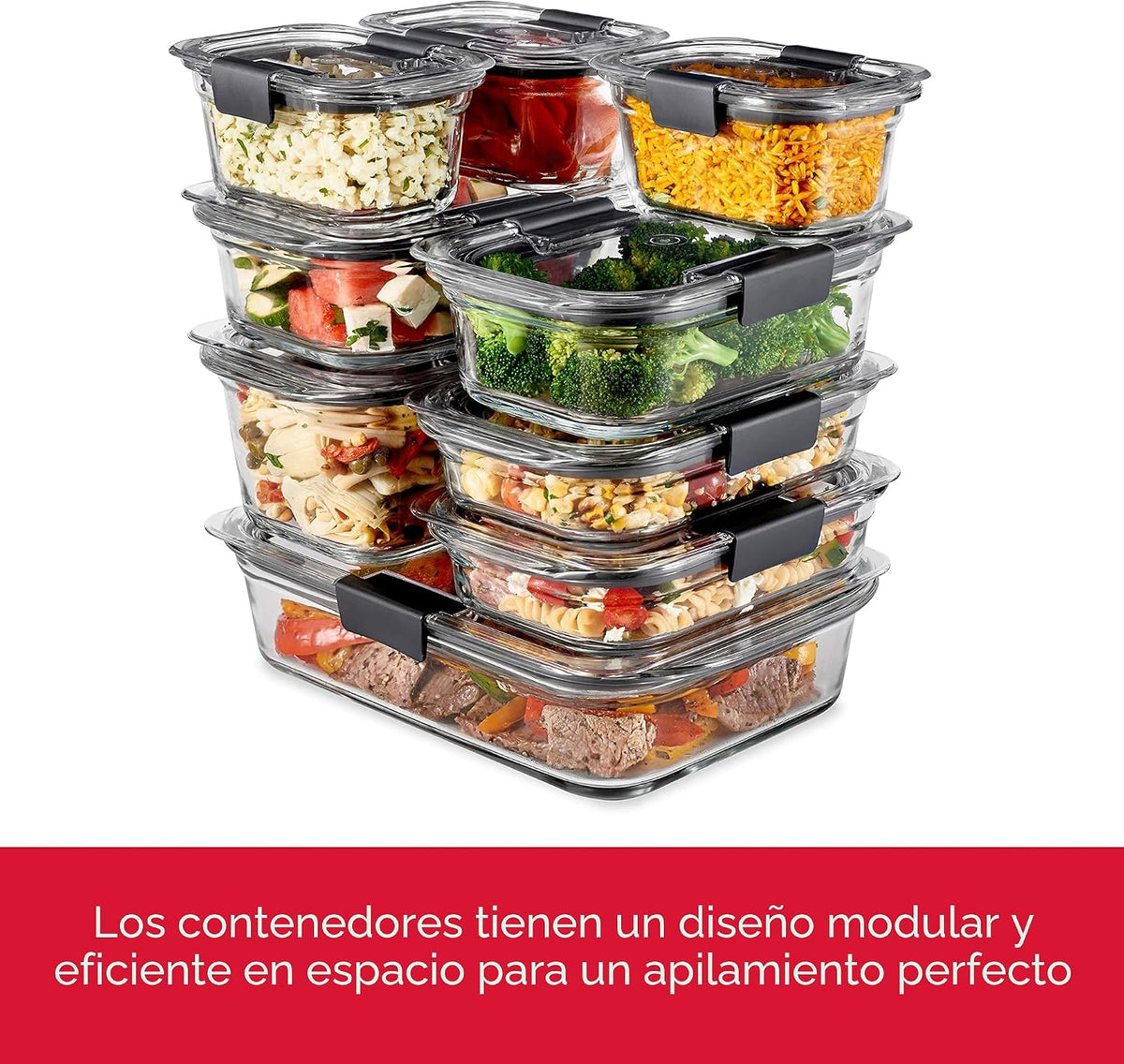 Rubbermaid Brilliance - Juego de 4 contenedores de vidrio para alma...