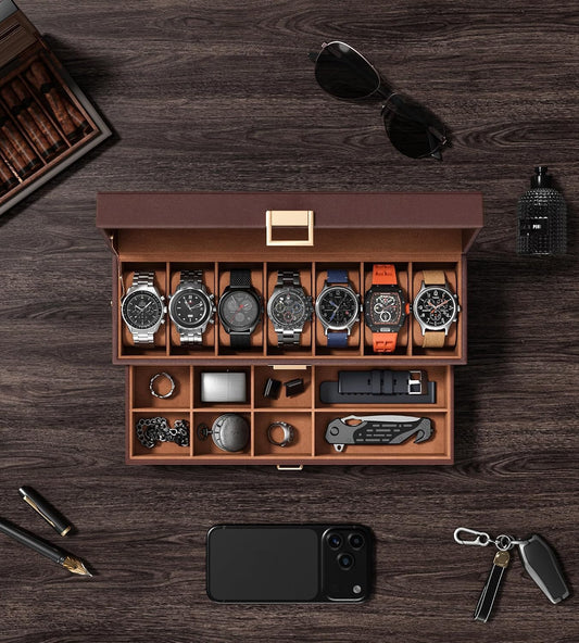 Caja de reloj sensok para hombres - Organizador de almacenamiento p...