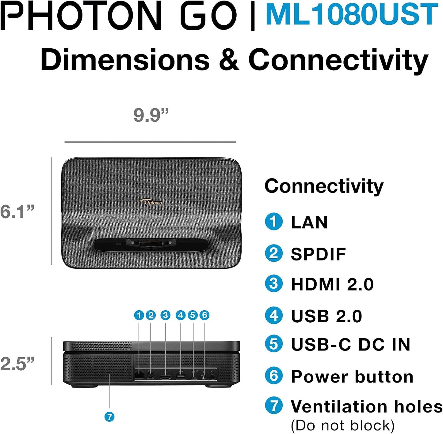 Optoma ML1080UST PHOTON GO Proyector portátil de triple láser (RGB)...