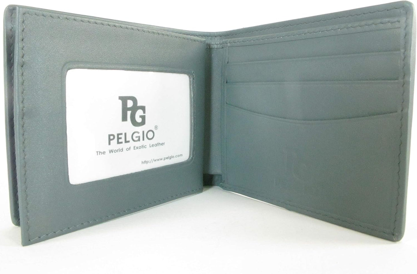 Pelgio Cartera plegable de cuero de piel de Shagreen pulido genuino...