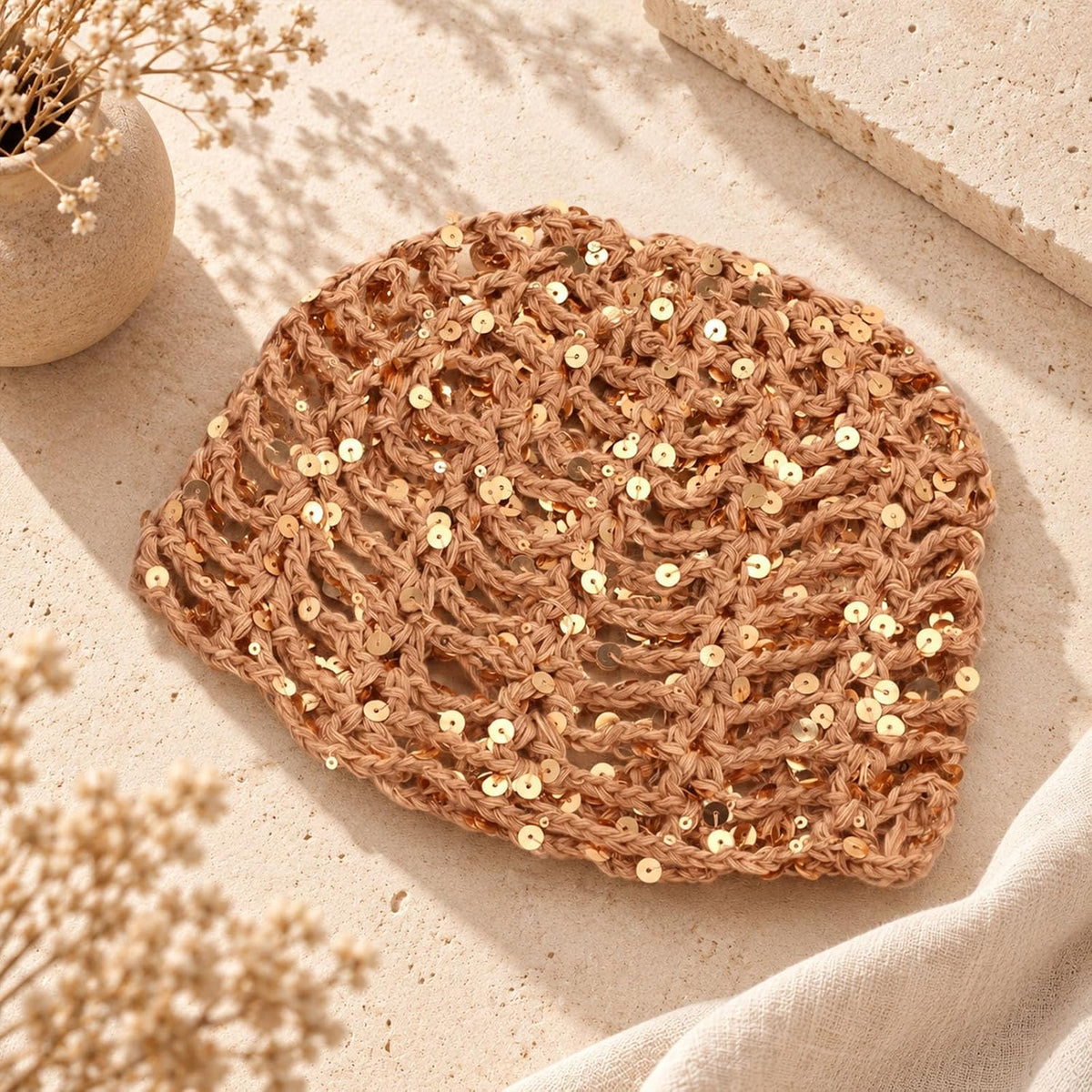 Chsoejuf Gorro de Lentejuelas con Purpurina de Verano para Mujer Go...