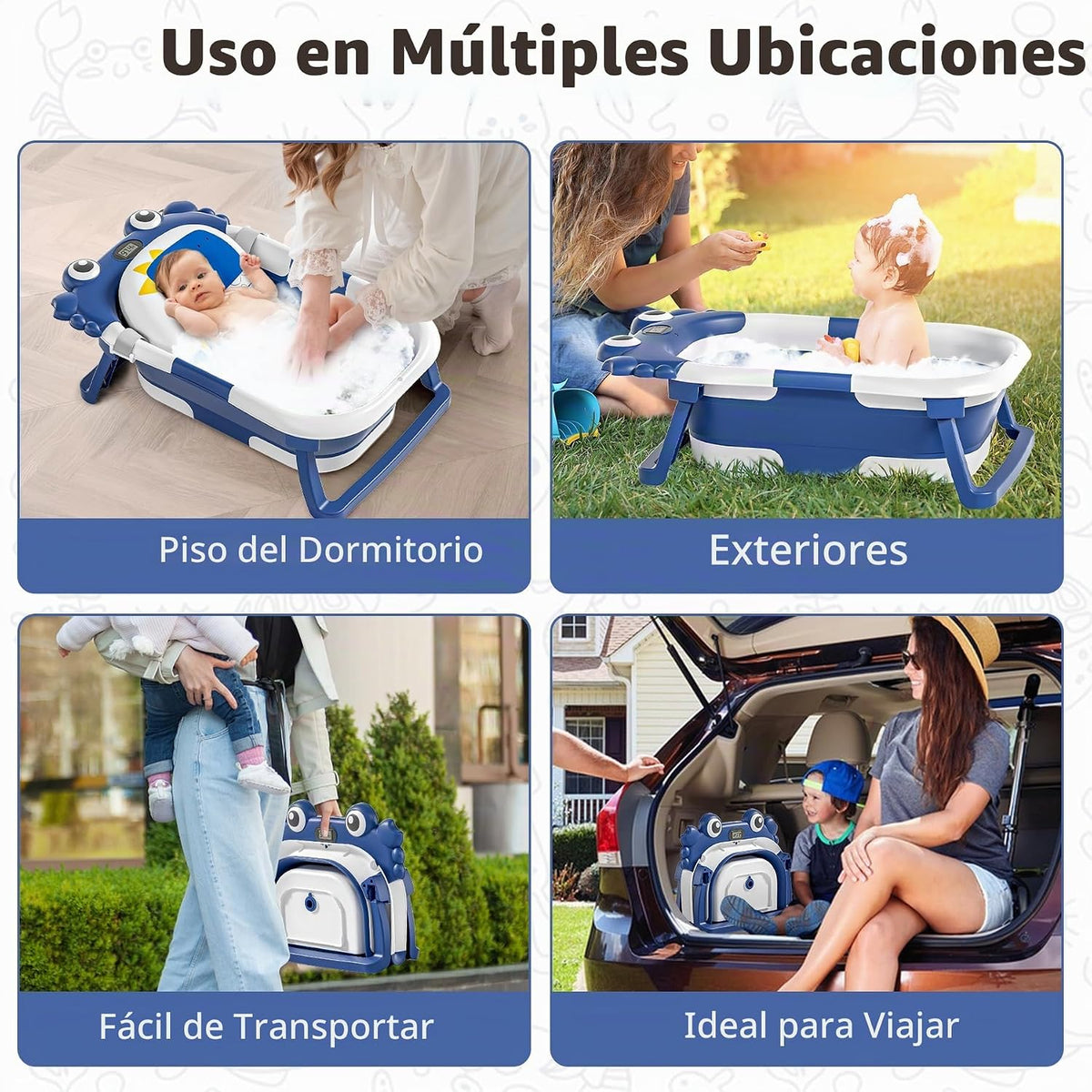 Bañera Plegable para Bebés para Recién Nacidos con Termómetro y Coj...