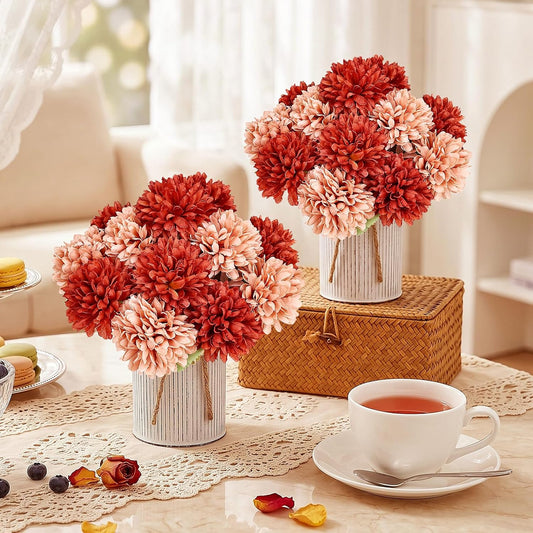 SEKNHOP Centros de mesa de flores prefabricados, juego de 6 crisant...