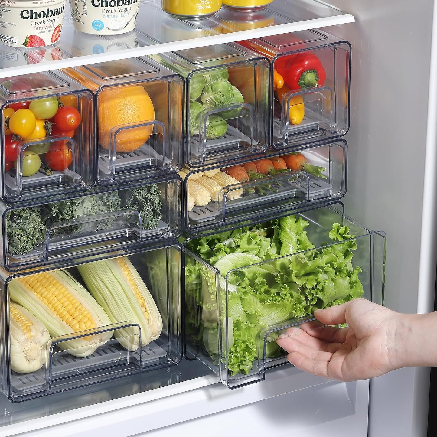 Bronkeeper Cajones organizadores de refrigerador transparentes extr...