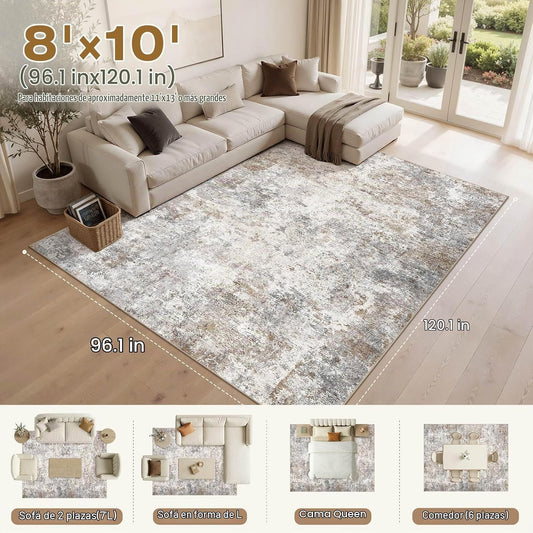 UERMEI - Tapete de área de 8 x 10 pies para sala de estar, lavable,...