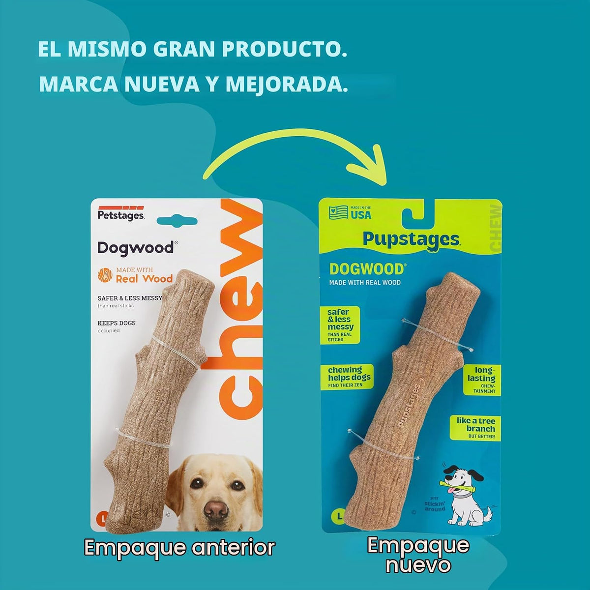 Petstages Dogwood - Juguete masticable duradero para perros, grande...