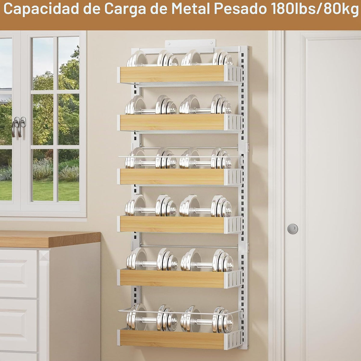 POKIPO Organizador de despensa de 6 niveles sobre la puerta, estant...