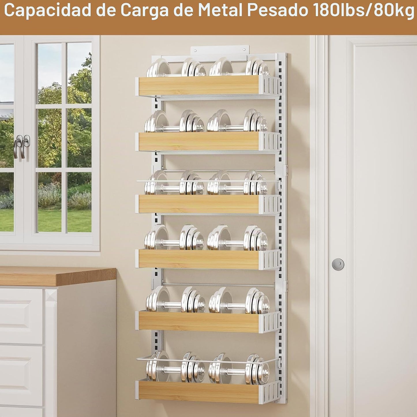 POKIPO Organizador de despensa de 6 niveles sobre la puerta, estant...