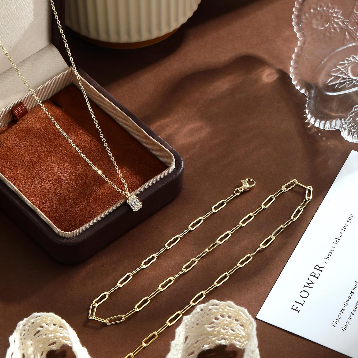 Coshilta Collares de oro en capas para mujer, chapado en plata de l...