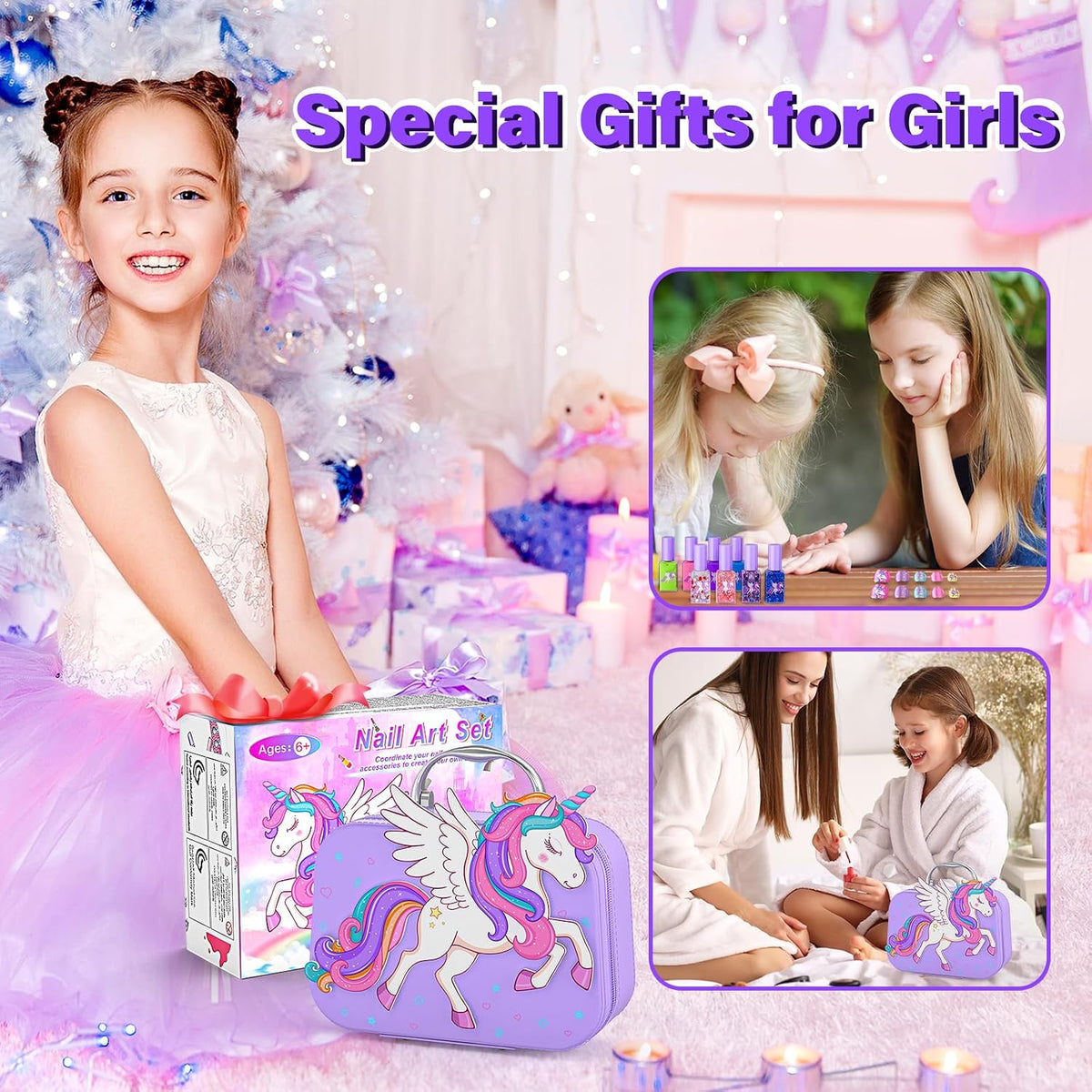 Glisiol Juego de Esmaltes de Uñas para Niñas Juguetes, Kit de Arte...