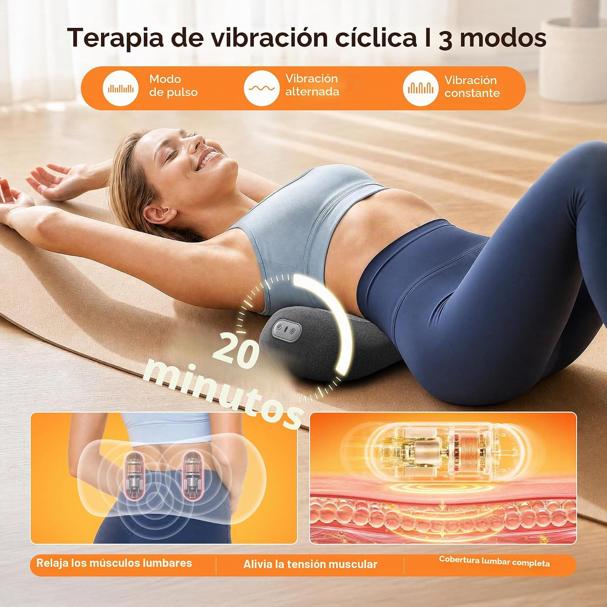 Yunari Masajeador de espalda triple fusión inalámbrico, almohada lu...