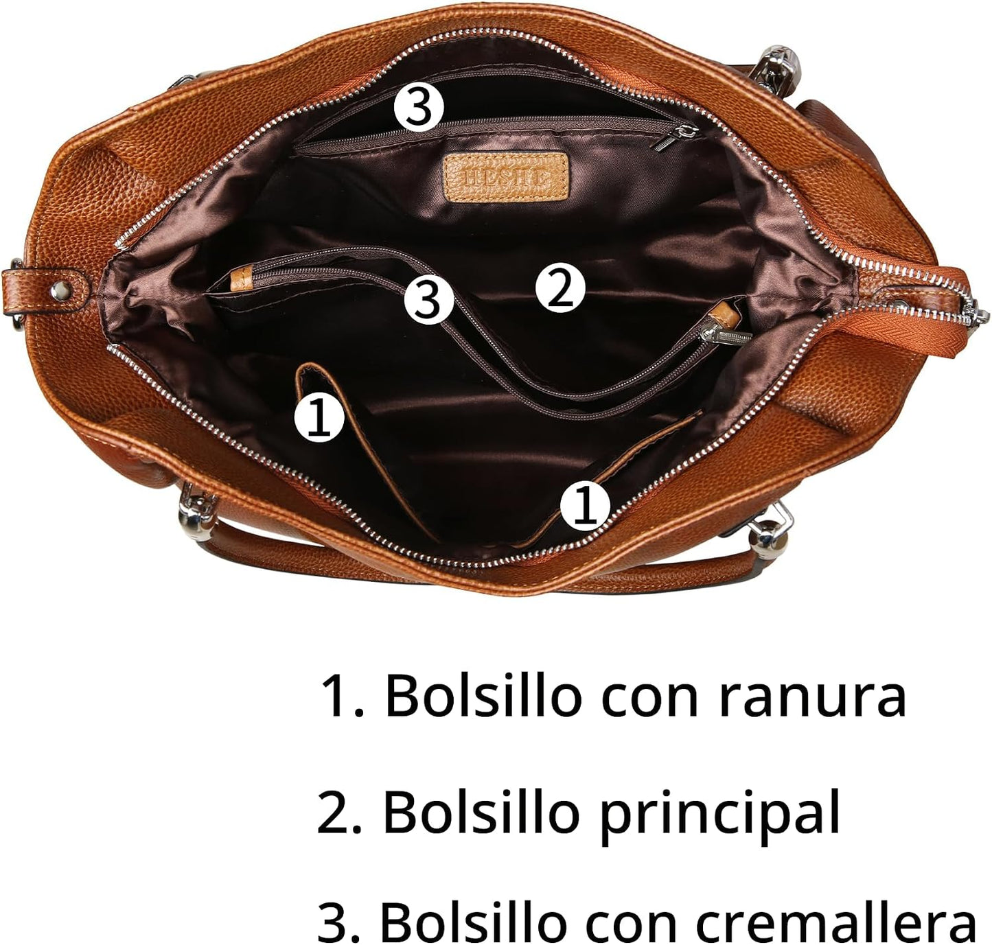 HESHE Bolsos de hombro de cuero para mujer, bolsos de mano, bolsos...