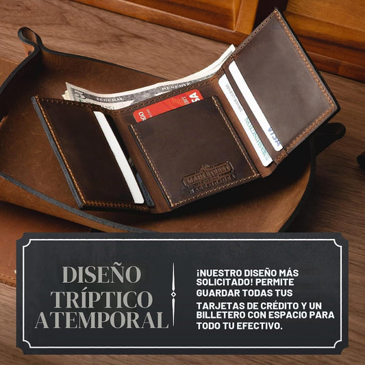 Billetera de cuero triple para hombre | Hecho en Estados Unidos | C...
