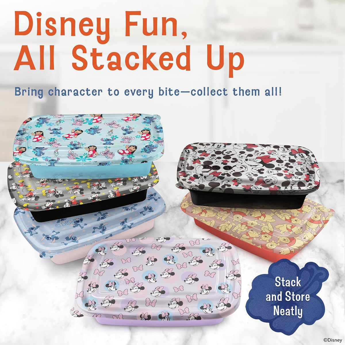 Disney Stitch - Recipientes de preparación de comidas, 20 piezas, 3...