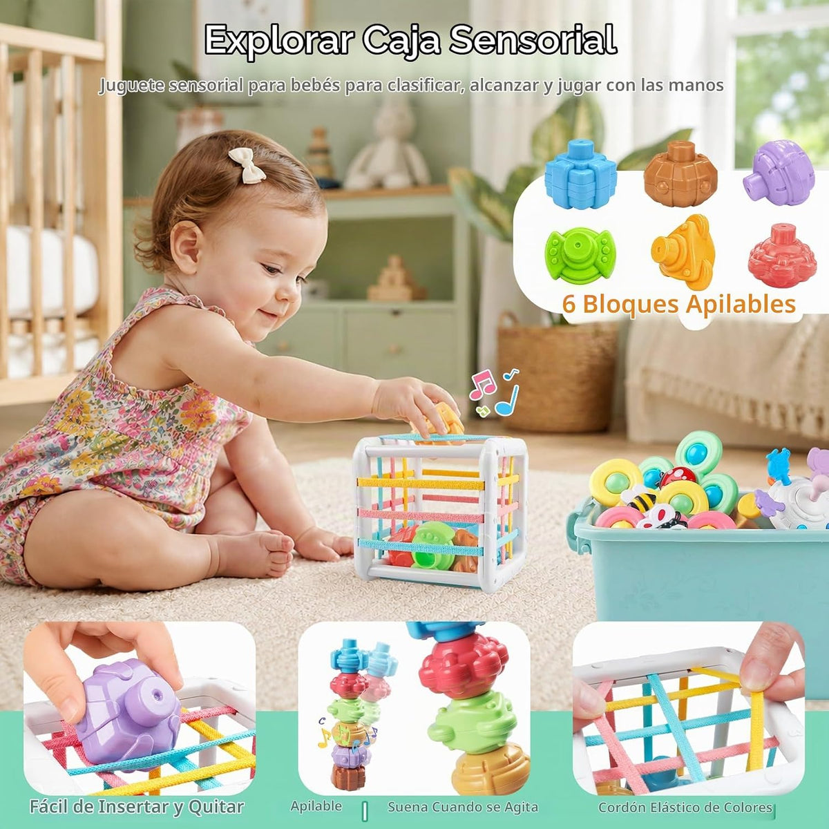 Plunack Montessori Toys - Juego de aprendizaje sensorial 6 en 1 | B...